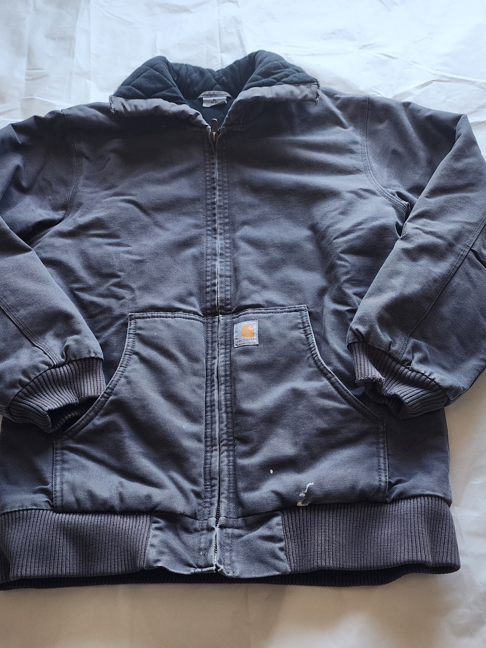 Carhartt Boys 18-20 Year Old Or Small Adult Canvas Jacket Gray (WithOut Cap) Cut